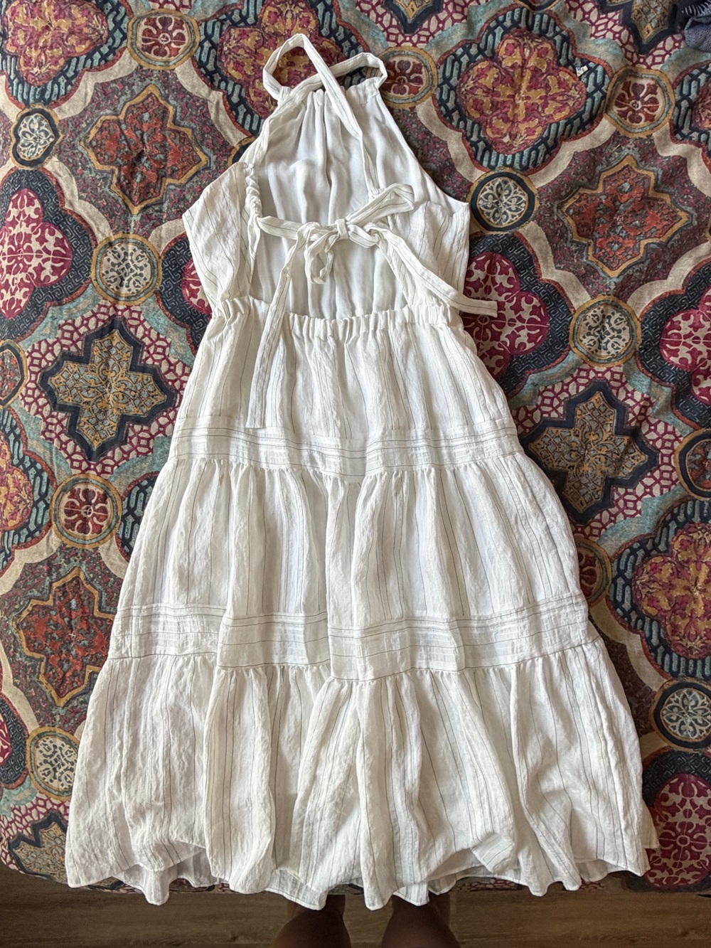 NWOT Rebecca Taylor Midi White Linen Dress Open Back Size 4 - Picture 2 of 10